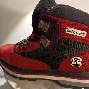 Timberland Men Euro Hiker Red\Black Leather Hiking Boot Size 10.5